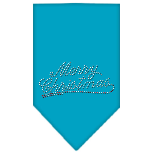 Merry Christmas Rhinestone Bandana Turquoise Small